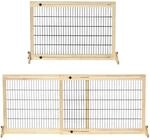 PawHut Hunde Absperrgitter aus Holz Ausziehbar104-180x36x69 cm Naturholz 