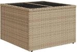 vidaXL Gartentisch mit Glasplatte Beige 55x55x37 cm Poly Rattan