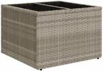 vidaXL Gartentisch mit Glasplatte Hellgrau 55x55x37 cm Poly Rattan