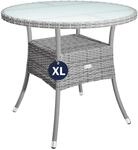 Casaria&reg; Gartentisch Polyrattan Wetterfest Rund Klein 80cm Grau Glas...