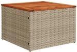 vidaXL Gartentisch Beige 55x55x37 cm Poly Rattan und Akazienholz