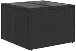vidaXL Gartentisch mit Glasplatte Schwarz 55 x 55 x 37 cm Poly Rattan
