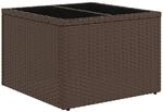vidaXL Gartentisch mit Glasplatte Braun 55x55x37 cm Poly Rattan