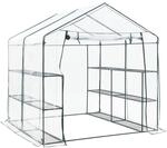 [en.casa] Gew&auml;chshaus Gr&uuml;nau mit Ablagen 200 x 200 x 220 cm...
