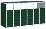vidaXL M&uuml;lltonnenbox f&uuml;r 3 Tonnen Gr&uuml;n 216x81x115 cm Stahl
