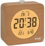 TFA Dostmann Wecker Holz digital mit Innentemperaturanzeige, 60.2049, aus Buchenholz,