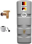 4rain Quadro Regentonne Wandtank Komplett-Set 170 Liter betongrau inkl.