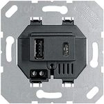 Jung USB-Ladeger&auml;t 15CASW mit 2 USB-Buchsen Ports: 1&times; USB Typ A, 1 &times;Typ C...