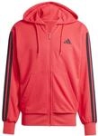 Adidas Men's Essential Three Stripes French Terry Fullzip Hoodie, Pure...