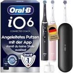 Oral-B iO Series 6 Elektrische Zahnb&uuml;rste, Doppelpack, Schwarz/Rosa | Inkl. 3