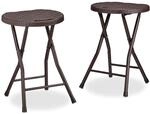 Relaxdays Klapphocker BASTIAN rund, 2 Stk. Faltbar, Kunststoff, Rattanoptik,