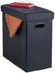 Relaxdays Sitzhocker mit Stauraum, Kunstleder, gepolstert, Faltbarer Hocker,