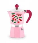 Bialetti Amore Mio Rainbow 3-Tassen-Espressokanne, Rot mit Kirschen, Aluminium,...