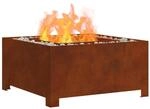 vidaXL Feuerstelle Braun 80 x 80 x 40 cm Wetterfeststahl, Garten und Terrasse,