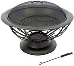 abc HOME Feuerschale mit Funkenschutz Metall Schwarz Rund
