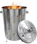 Metall Feuertonne 75 Liter mit Deckel - 74 cm - Garten Verbrennungstonne 