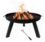 Relaxdays Feuerschale, &Oslash; Schale 59 cm, mit Sch&uuml;rhaken, schwarz 