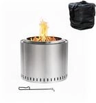 Relaxdays Feuerschale ohne Rauch, Edelstahl, HxD 40,5 x 49 cm, Standfu&szlig; &