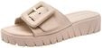Tamaris Damen Pantolette mit Keilabsatz Leder, beige, 36 EU