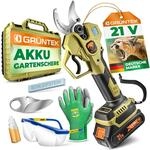 GR&Uuml;NTEK Akku Astschere 21V 2Ah Brushless, Elektrische Gartenschere Akku bis 30mm,