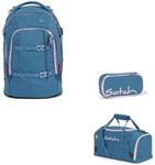 Generisch Deep Rose Schulrucksack-Set, 3-teilig, Rucksack mit Sporttasche und Etui,
