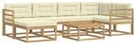 vidaXL Outdoor-Sofagarnitur 7 pcs Wei&szlig; und Creme, Moderner Garten-Sofa,