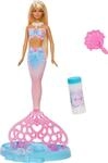 Barbie Bubble Sparkle Meerjungfrau-Puppe mit Seifenblasenfl&auml;schchen und -l&ouml;sung,