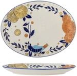 Bloomingville Creative Collection Lynna Servierplatte, Blue, Steingut, L34xH3,5xB25