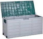 Beliani Wetterfeste Kunststoff-Auflagenbox Locarno in Grau und Gr&uuml;n, 112x50 cm...