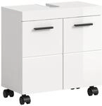 xonox.home &ndash; Waschbeckenunterschrank Nova auf Rollen 60x58x30 cm in wei&szlig; Hochglanz