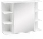 FineBuy H&auml;ngeschrank FB51815 Wei&szlig; 80x64,5x20cm Spanplatte Spiegelschrank Modern,