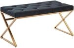 FineBuy gepolsterte Sitzbank 90 cm Samt Schwarz - Chesterfield Polsterbank f&uuml;r