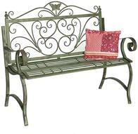 DanDiBo Gartenbank Metall Wetterfest Patina Gr&uuml;n 120 cm 2 Sitzer Sitzbank 96021