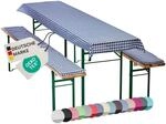 NYVI Bierbankauflagen Set NYVIGala 130x70 cm Blau Kariert - 1x Tischdecke f&uuml;r...