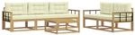 vidaXL Outdoor-Sofagarnitur mit Kissen 6 pcs Wei&szlig; und Creme, Hochmodernes