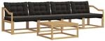 vidaXL Outdoor-Sofagarnitur 5 pcs Wei&szlig; und Schwarz 79 x 79 x 37 cm, Garten,...