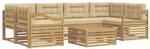 vidaXL Outdoor-Sofagarnitur mit Kissen 7 pcs Wei&szlig; und Beige Polyester, Gem&uuml;tliches