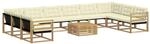 vidaXL Outdoor-Sofagarnitur mit Kissen 11 pcs Wei&szlig; und Creme, Garten Set, modernes