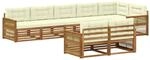 vidaXL Outdoor-Sofagarnitur mit Kissen 8 pcs Natur und Creme, Akazienm&ouml;bel,...