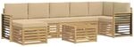vidaXL Outdoor-Sofagarnitur 8 pcs Wei&szlig; und Beige 59 x 59 x 37 cm, Gartenlounge,