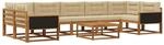 vidaXL Outdoor-Sofagarnitur mit Kissen 8 pcs Natur und Beige, Outdoor-Sofa-Set,
