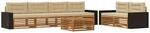 vidaXL Outdoor-Sofagarnitur mit Kissen 7 pcs Natur und Beige Polyester,