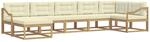 vidaXL Outdoor-Sofagarnitur mit Kissen 7 pcs Wei&szlig; und Creme, Moderner Garten-Sofa,