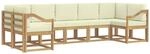 vidaXL Outdoor-Sofagarnitur mit Kissen 7 pcs Wei&szlig; und Creme, Garten-Sofa-Set,