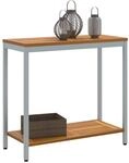 vidaXL Tisch f&uuml;r Outdoor mit Regal Nat&uuml;rlich und Grau 80 x 35 x 75 cm, Garten- und