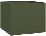 vidaXL Pflanzgef&auml;&szlig; Olivgr&uuml;n 100x100x80 cm Stahl, Pflanzschale,