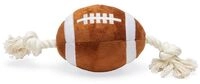 Beeztees Rugbyball mit Seil, Hundespielzeug, Pl&uuml;sch, Braun, 33x11x11cm