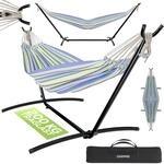 GARMIO&reg; H&auml;ngematte gestreift blau-gr&uuml;n, 270 x 110 cm, klappbar mit...