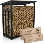 LAWA Living and Lifestyle Kaminholzregal aussen Metall mit Dach 188x70x188