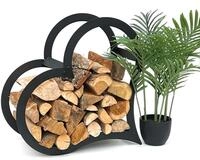 DanDiBo Kaminholzregal Innen Metall Schwarz Stehend Herz 52 cm Kaminholzst&auml;nder